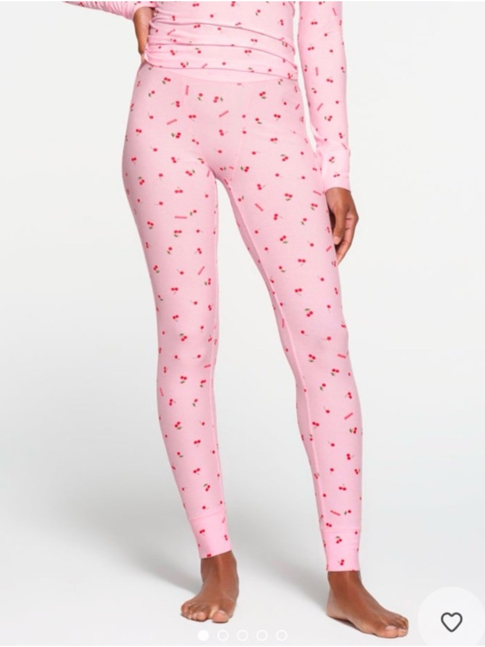 Skims Cotton Rib Cherry Print Pink Leggings Size 3X
